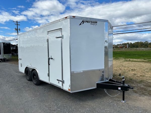 Homesteader 8.5 x 16 V-Nose Enclosed Car Hauler – Ramp Door