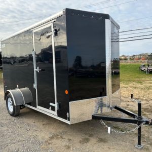 Car Mate 6 x 12 V-Nose Sportster Cargo Trailer – Ramp Door