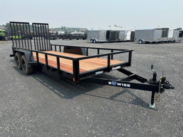 BWise 7 x 18 Equipment Trailer – Split Landscape Ramp