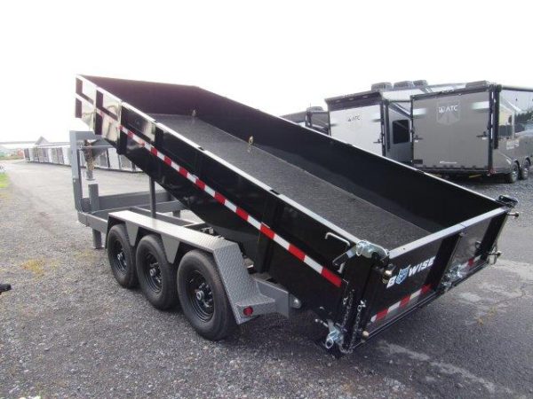 BWise 7 x 18 Gooseneck Tri-Axle Dump Trailer – Hydraulic Jacks - Image 5