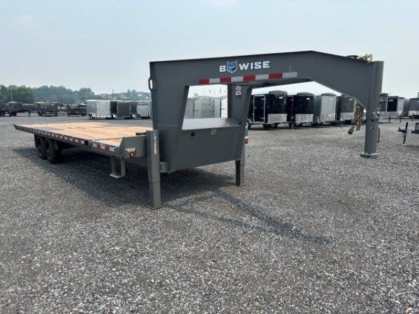 BWise 8 x 26 Gooseneck Deckover Equipment Trailer – Power Tilt