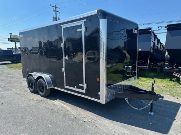 Car Mate 7 x 16 Enclosed Cargo Trailer – Matte Black Wheels - Image 4