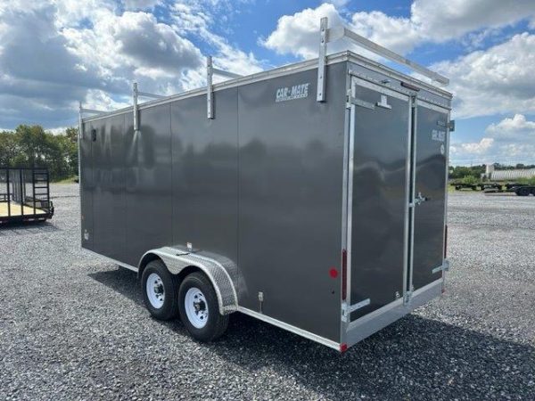 Car Mate 7 x 18 Enclosed Contractor Trailer – Exterior Tool Doors - Image 5
