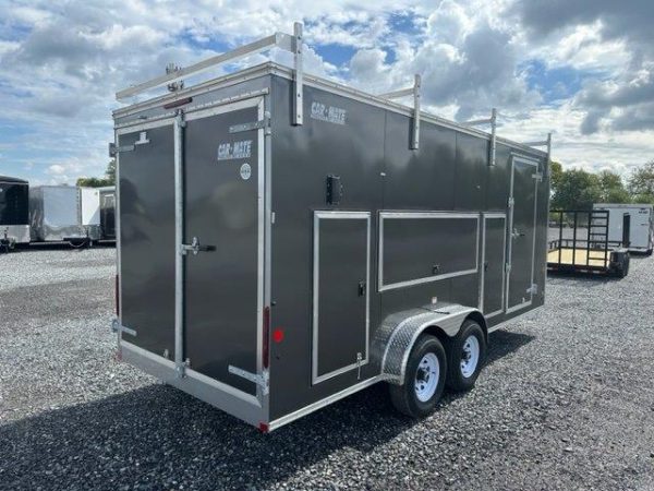 Car Mate 7 x 18 Enclosed Contractor Trailer – Exterior Tool Doors - Image 7