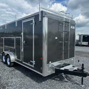 Car Mate 7 x 18 Enclosed Contractor Trailer – Exterior Tool Doors