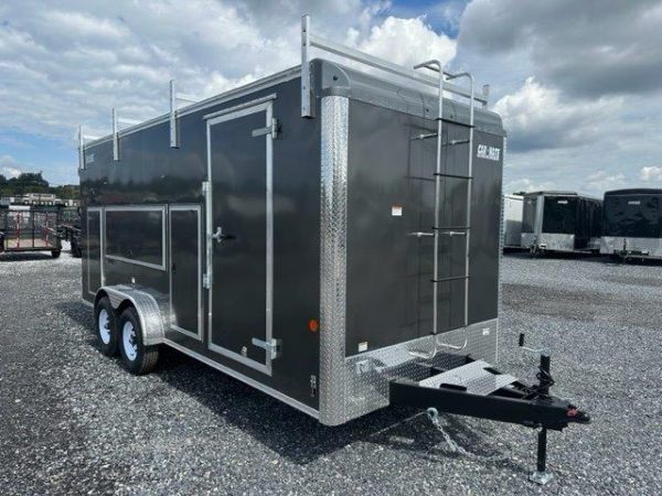 Car Mate 7 x 18 Enclosed Contractor Trailer – Exterior Tool Doors