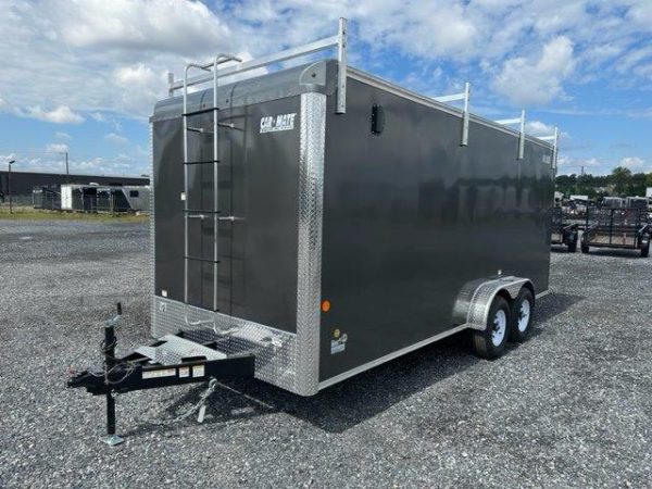 Car Mate 7 x 18 Enclosed Contractor Trailer – Exterior Tool Doors - Image 4