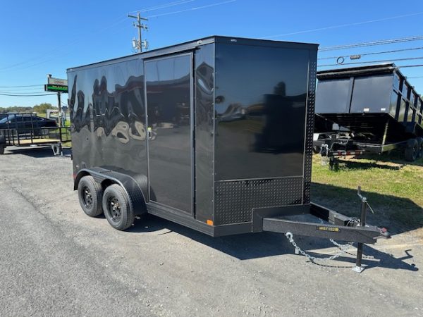 Covered Wagon 7 x 12 Enclosed Cargo Trailer – Black Trim